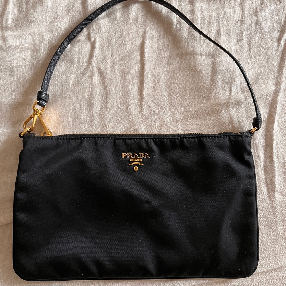 Prada Nylon Pouchette Leather Top Handle